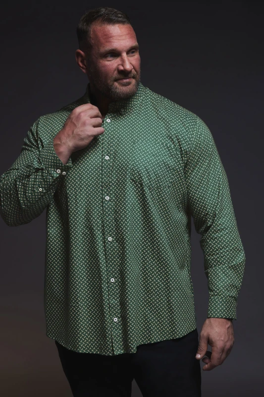 Image of BadRhino Geometric Print Party Shirt Green