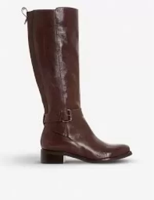 Image of Bertie Dark Brown Leather 'Trust' Mid Block Heel Knee High Boots - 3