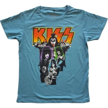 Image of KISS - Neon Band Unisex Medium T-Shirt - Blue