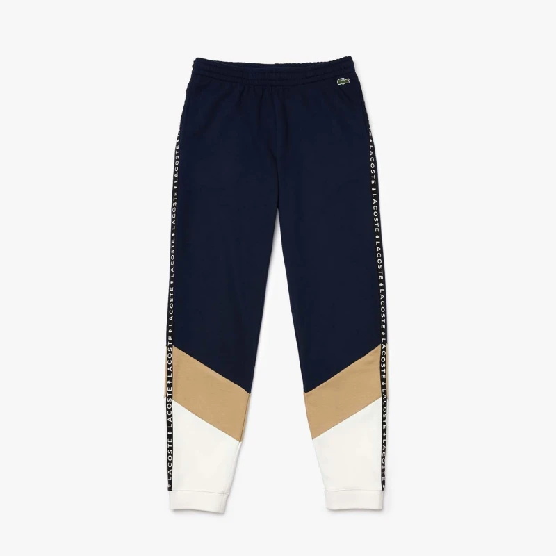 Image of Lacoste Signature Stripe Colourblock Sweatpants - Blue Blue XS