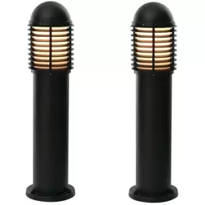 Image of 2 PACK Outdoor IP44 Bollard Light Matt Black 650mm LED Lamp Post Garden Driveway