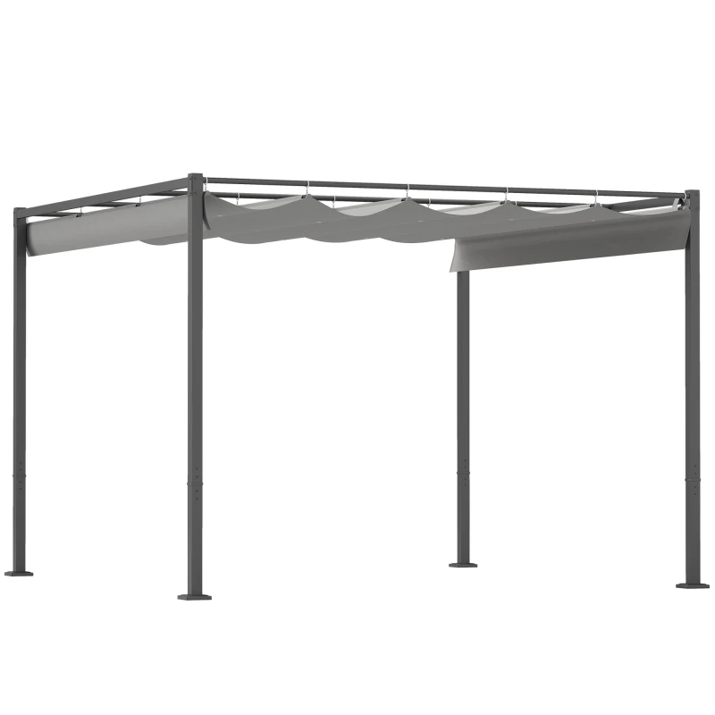 Image of Outsunny 3 x 3(m) Garden Pergola with Retractable Roof - UPF30+ - Grey TJ Hughes 5063603048539