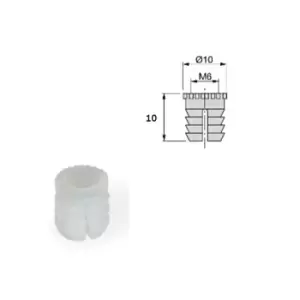 Image of Emuca Furniture Plastic Socket - Size M6 10 x 10mm, Pack of 20