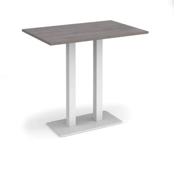 Image of Eros Eros rectangular poseur table with flat white rectangular base and twin uprights 1200mm x 800mm - grey oak EPR1200-WH-GO