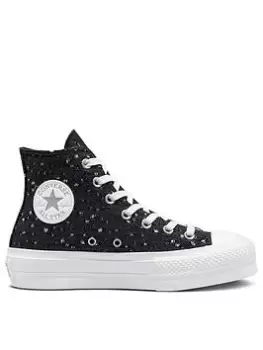 Image of Converse Chuck Taylor All Star Lift Shoes - Black/Silver, Size 7, Women