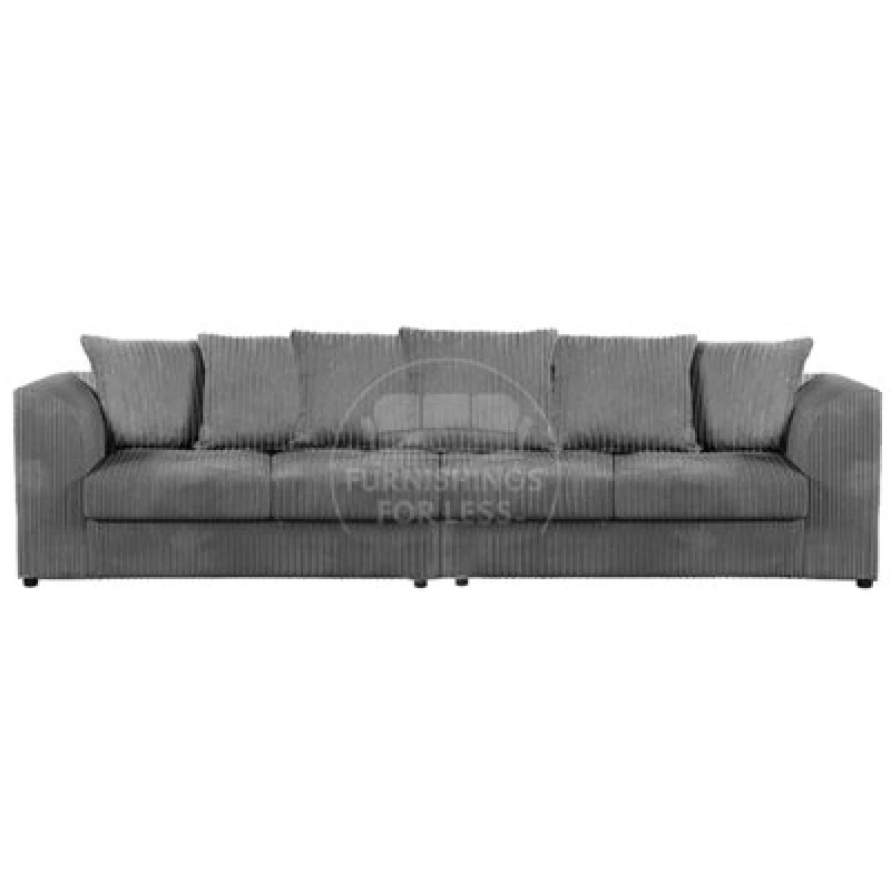 Image of Furnishings For Less UK Luxor Long Fabric Jumbo Cord 4 Seater Sofa - Scatter Back Grey