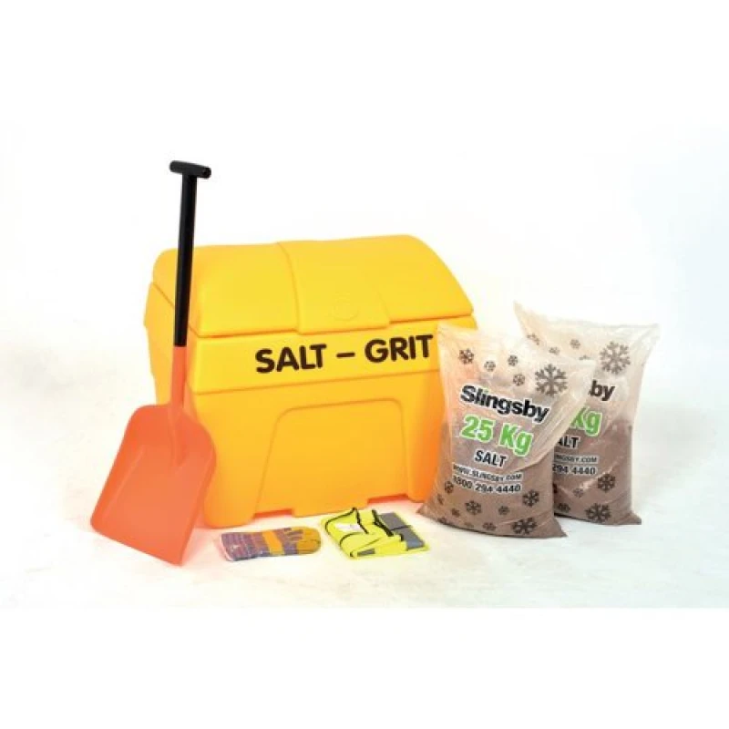 Image of ESE Direct Winter Snow & Ice Clearing Starter Kit with 2 x 25kg bags of brown rock salt 399630 Grit Bins
