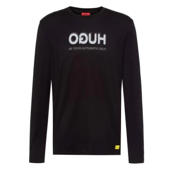 Image of Hugo HUGO X Smiley Logo Long Sleeve T-Shirt - Black