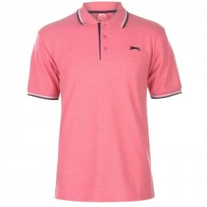 Image of Slazenger Tipped Polo Shirt Mens - Dark Pink Marl
