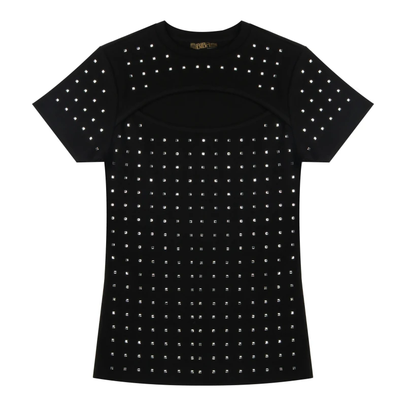 Image of Biba Womens Sparkle Regular Fit T-Shirt Black female 12 (M)