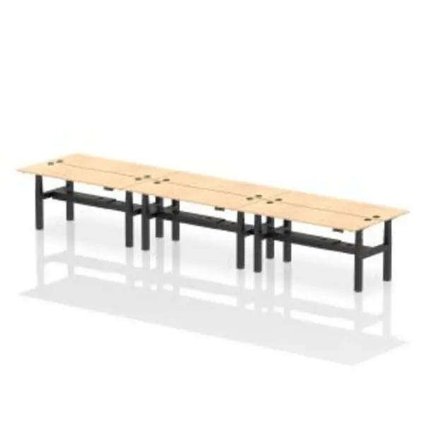 Image of Air Back-to-Back 1800 x 600mm Height Adjustable 6 Person Bench Desk DYNHA02586