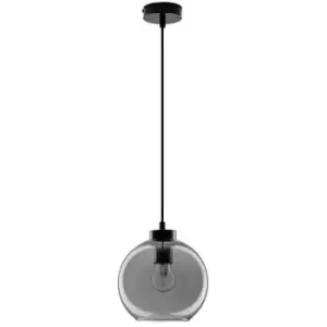 Image of Kamloops 3 Light Dome Pendant Ceiling Light Dark Champagne Glass Black Cord Black Metal Base LED E27 - Merano