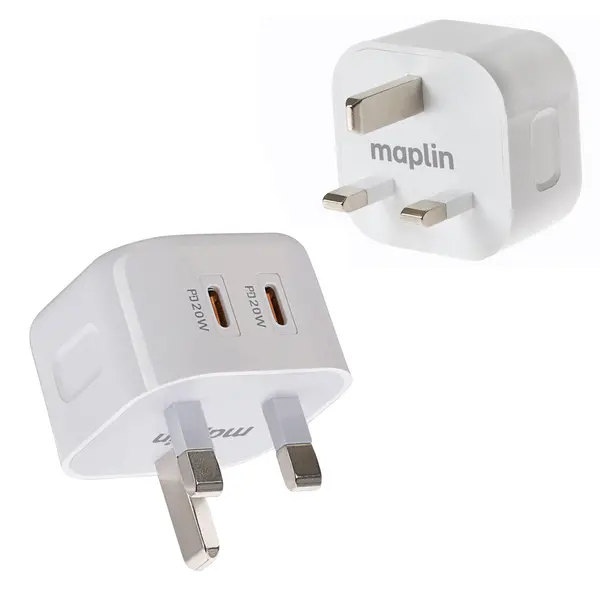 Image of Maplin Maplin 2 Port USB-C 20W Power Delivery High Speed Wall Charger MAP579