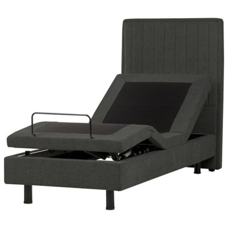 Image of Beliani Adjustable Bed Fabric Castellan 80 X 200 Cm (Eu Small Single) Dark Grey