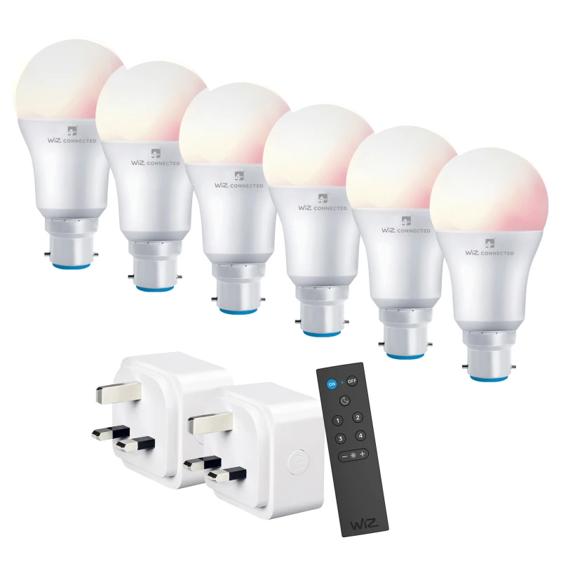 Image of 4lite WiZ Connected Smart Lighting Kit including 6x B22 Bayonet Bulbs.
