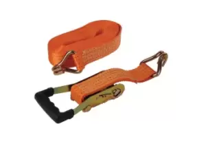 Image of Silverline 356874 Rubber-Handled Ratchet Tie Down Strap J-Hook 8m x 50mm Rated 1300kg Capacity 3950kg