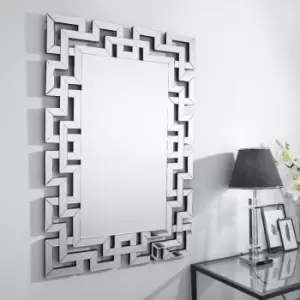 Image of Furniturebox UK - Venetian Large Silver Patterned Rectangular Wall Mirror