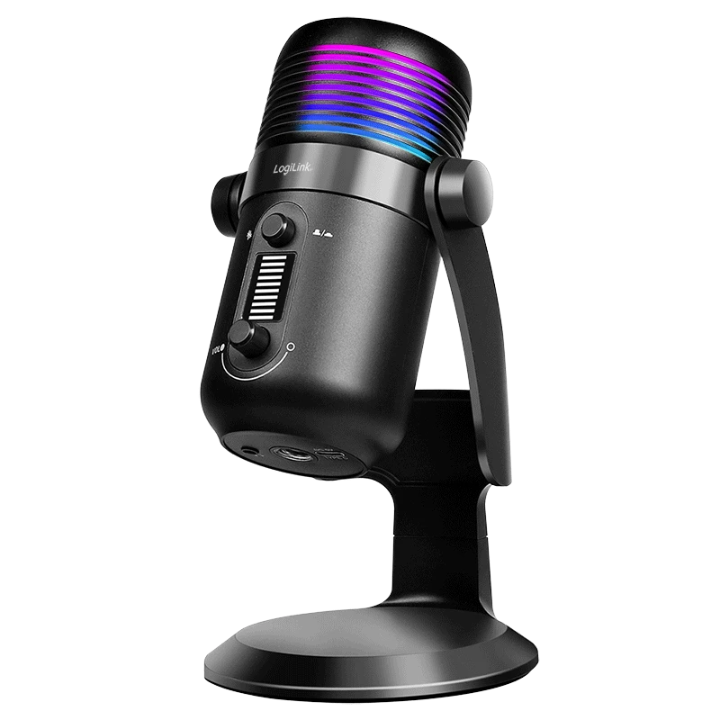 Image of LogiLink Microphone. USB. Condenser microphone. RGB light. 192kHz. bla