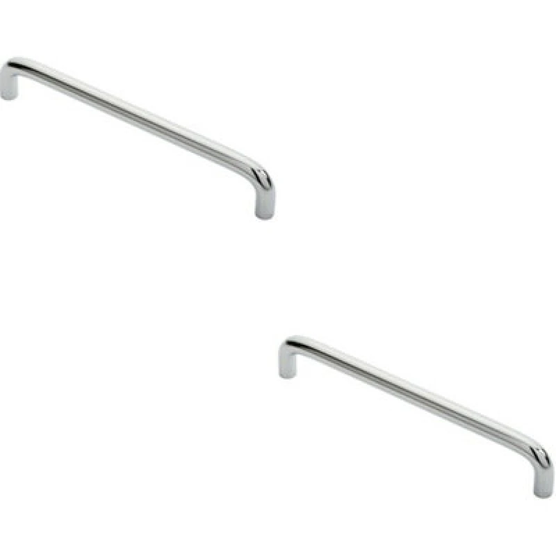 Image of Loops 2x Round D Bar Cabinet Pull Handle 170 x 10mm 160mm Fixing Centres Chrome Multi unisex