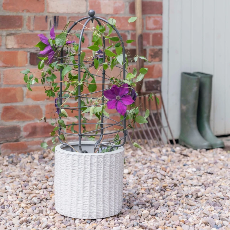 Image of Ivyline Outdoor Pot Plant Support Zinc H75cm D26cm Silver