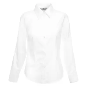 Image of Fruit Of The Loom Ladies Lady-Fit Long Sleeve Oxford Shirt (M) (White)