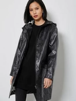 Image of Mint Velvet Snake Print Shower Proof Parka Coat - Brown