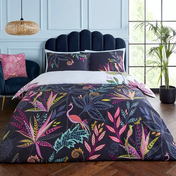 Image of Sara Miller Botanic Paradise Duvet Set, Single, Midnight