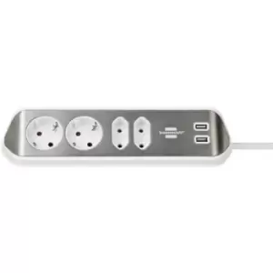 Image of Brennenstuhl 1153590420 Worktop socket 1 Piece Silver, White PG connector