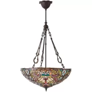 Image of Tiffany Glass Hanging Ceiling Pendant Light Dark Bronze Feature Shade i00068