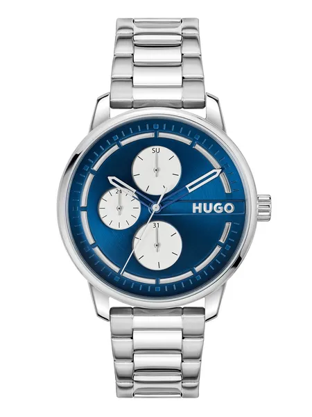 Image of HUGO 1530386 Mens #Stamp (44mm) Blue Dial / Stainless Steel Watch