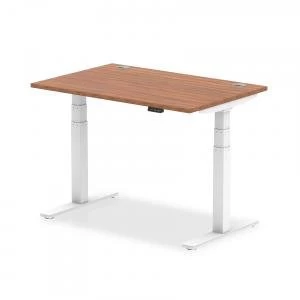 Image of Trexus Sit Stand Desk With Cable Ports White Legs 1200x800mm Walnut