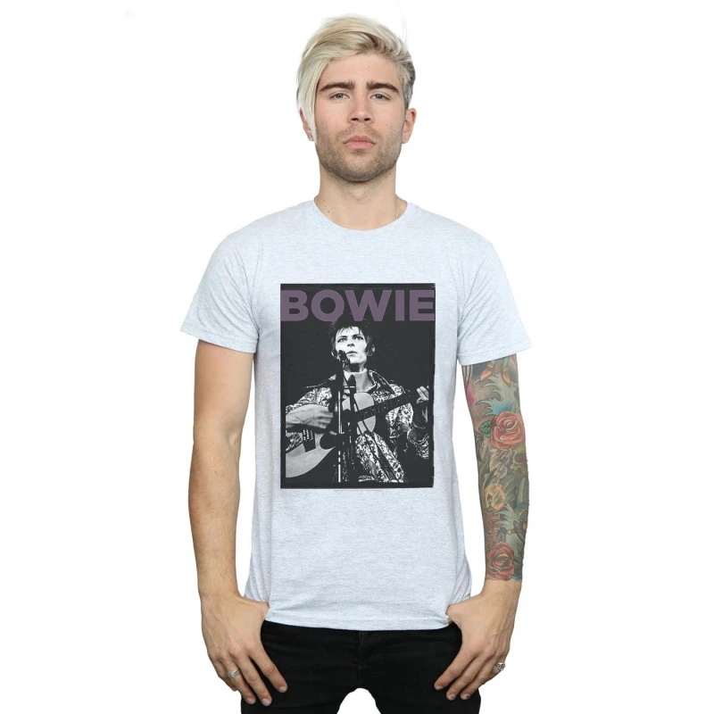 Image of David Bowie David Bowie Men Rock Poster T-Shirt in Grey Size: Small Grey S Male 5057972008706