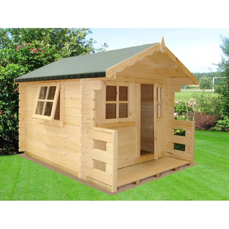 Image of Shires Salcey Mini Log Cabin Playhouse Kid's Wendy House in Light Brown Light Brown Unisex