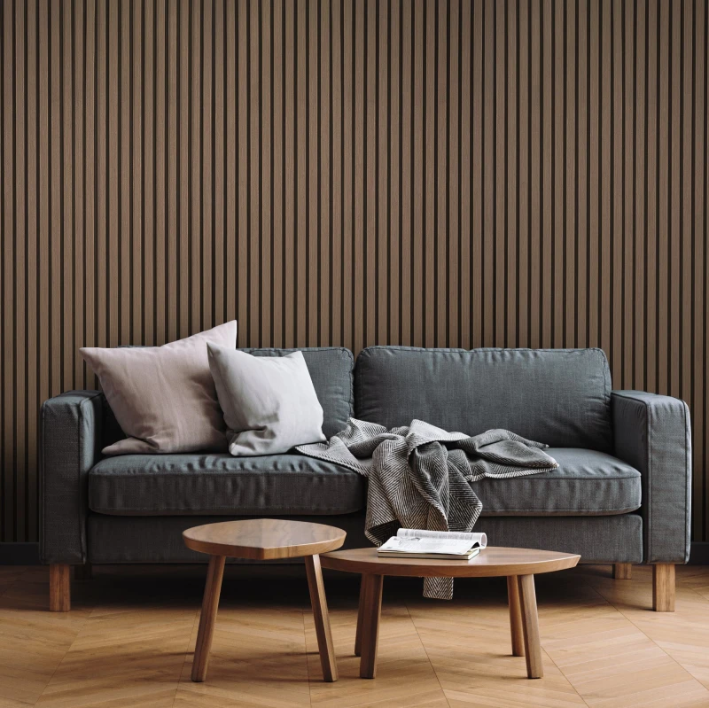 Image of Fuse Acoustic Wall Panels Acoustic Wooden Wall Panel in Smoked Oak, 2.4m x 0.6m in Brown Brown Unisex