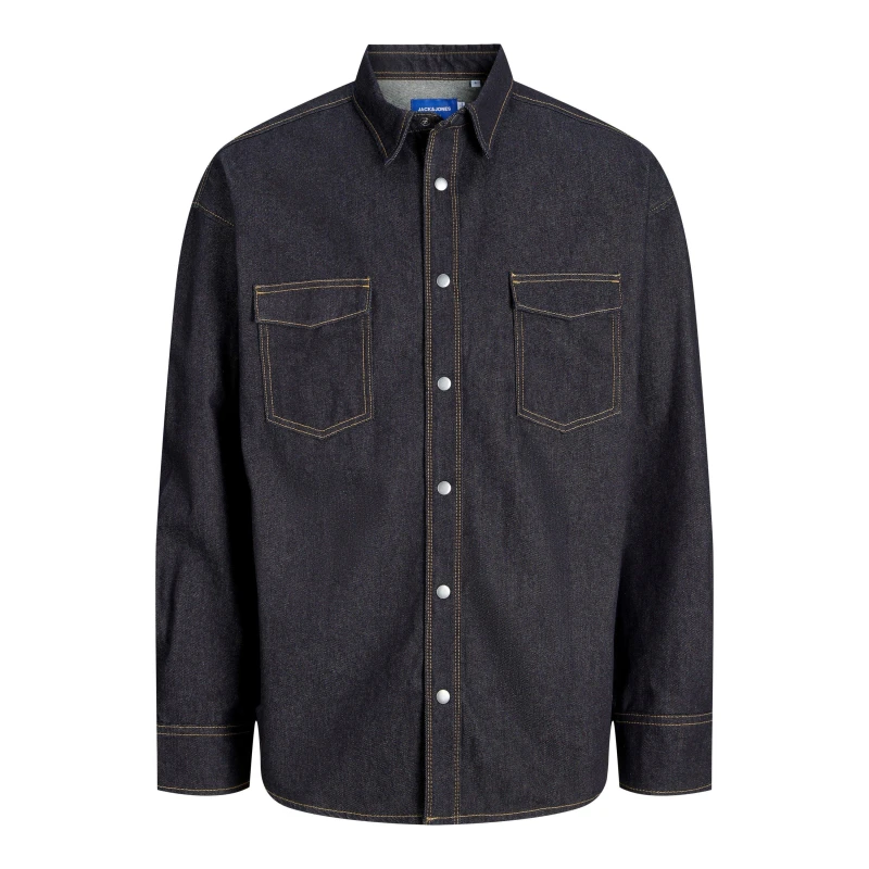 Image of Jack and Jones Mens Astin Long Sleeve Denim Shirt Dark Denim male M