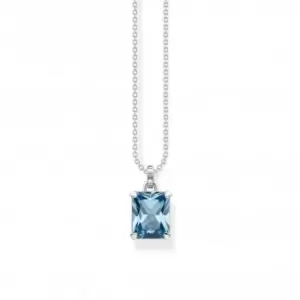 Image of Sterling Silver Light Blue Stone Necklace KE1964-009-1-L45V