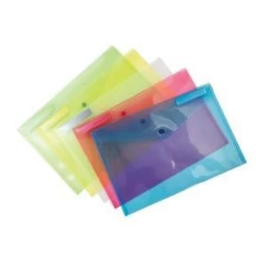 Image of Original Concord Stud Wallet File Translucent Polypropylene Foolscap Assorted Colours Pack of 5
