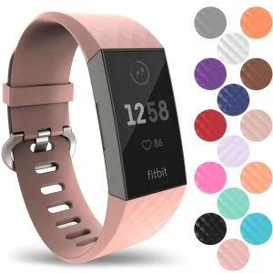 Image of YouSave Activity Tracker Silicone Sports Strap - Rose Gold (Small)