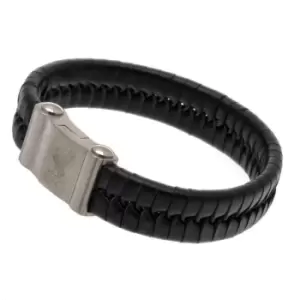 Image of Liverpool FC Single Plait Leather Bracelet (One Size) (Black)