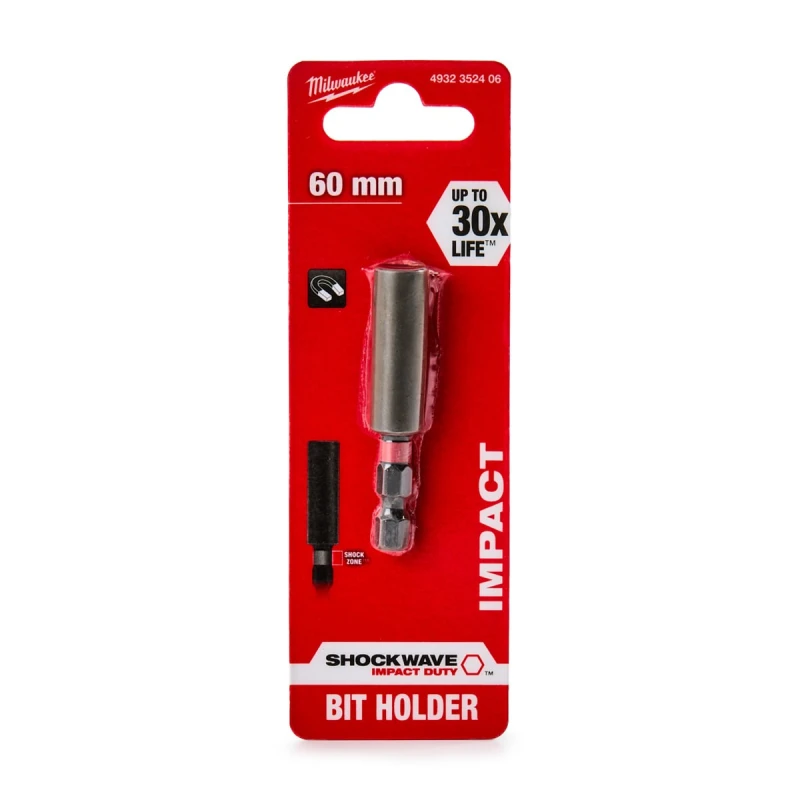 Image of MILWAUKEE 4932352406 Bit Holder Length: 60mm, Magnetic Tool Steel Bit Holder (6377)