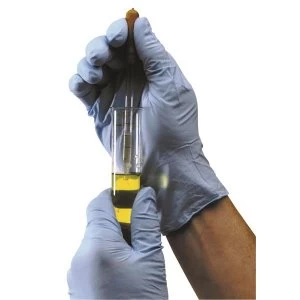 Image of Gloves Disposable Powdered Nitrile Latex free Tear resistant Extra Large Blue Pack 100