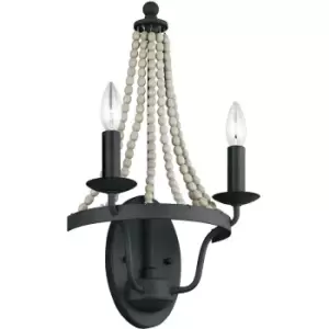 Image of Elstead Feiss Nori Candle Wall Lamp Dark Weathered Zinc with Driftwood Grey