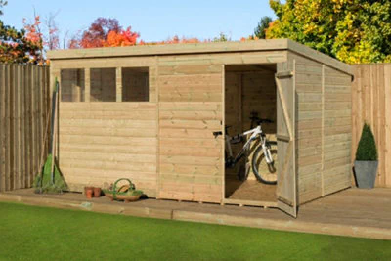 Image of Empire Sheds Empire 1500 Pent 10X8 Pressure Treated Tongue And Groove Wooden Garden Shed Door Right (10' X 8' / 10ft X 8ft) (10X8)