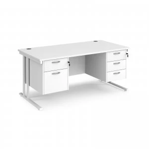 Image of Maestro 25 WL Straight Desk With 2 and 3 Drawer Pedestals 1600mm - whi