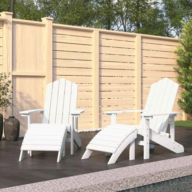 Image of VIDAXL Garden Adirondack Chairs 2 pcs with Footstools hdpe White Vidaxl 8720286847152