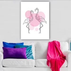 Image of 1109540141_70100 Multicolor Decorative Canvas Painting Abstract Flamingo