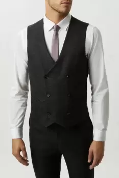 Image of Mens Slim Fit Black Textured Suit Waistcoat