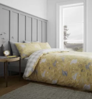 Image of Catherine Lansfield Woodland Rabbit Duvet Cover and Pillowcase Set Ochre