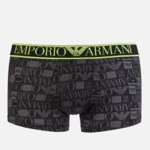 Image of Emporio Armani Mens All Over Printed Microfiber Trunks - Black/Anthracite - M