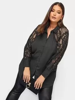 Image of Yours Lace Shirt, Black, Size 16, Women